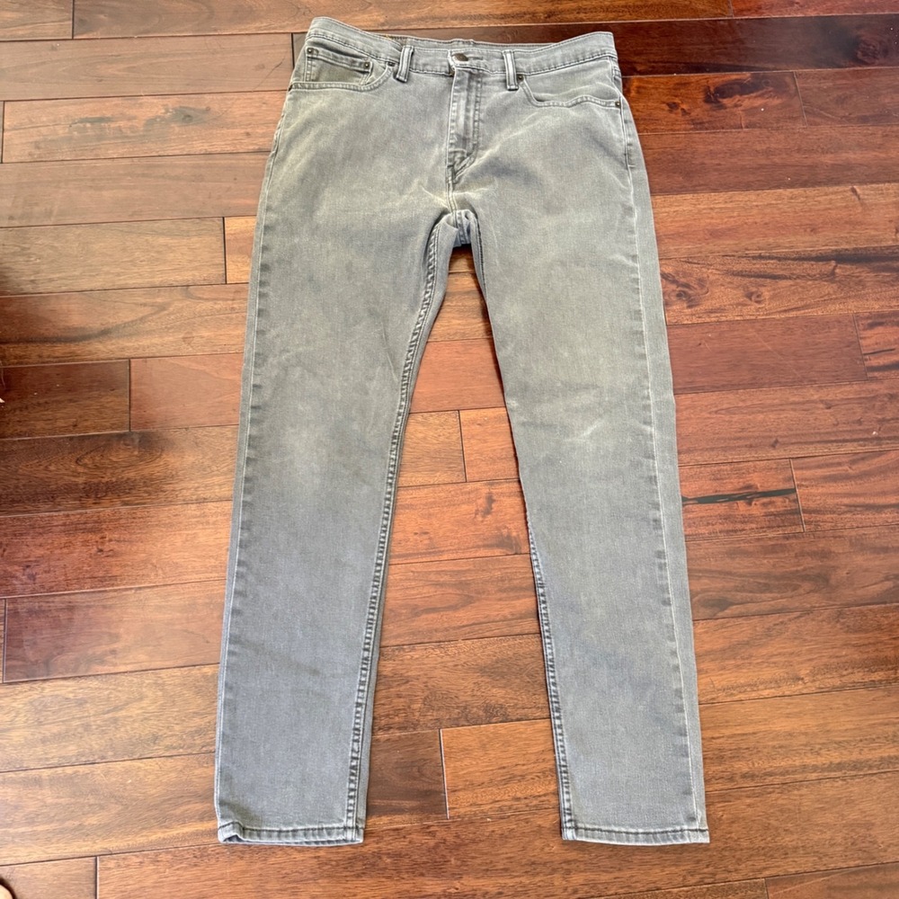 Levi's 512 Mens 33x32 Gray Slim Taper Stretch Jeans Faded Black Denim